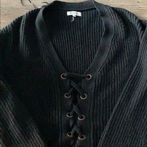 Black sweater that laces up in the front